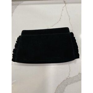 Talbots Black Leather Clutch Ruffle Trim